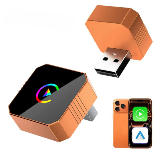 CarPlay Orange CarPlay2026 wireless adapter, compatible with iPhone/Android