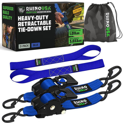 2" x 10' Retractable Ratchet Straps
