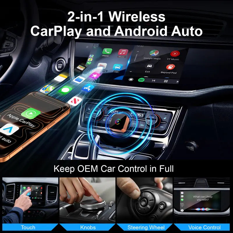 CarPlay Orange CarPlay2026 wireless adapter, compatible with iPhone/Android