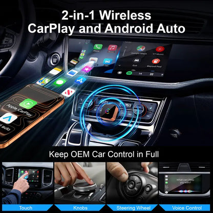 CarPlay Orange CarPlay2026 wireless adapter, compatible with iPhone/Android