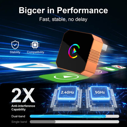 CarPlay Orange CarPlay2026 wireless adapter, compatible with iPhone/Android